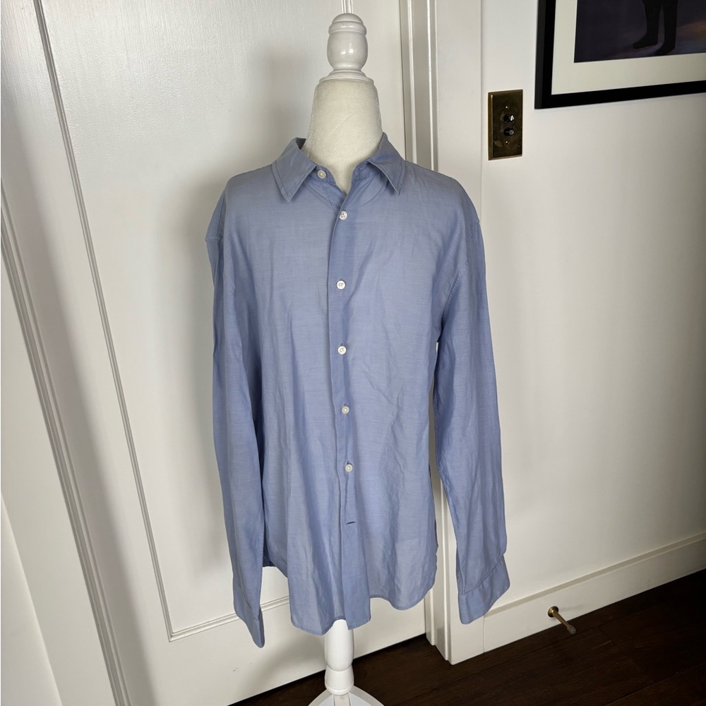 John Varvatos 100% Cotton Blue Button Up Shirt Sz L #0766